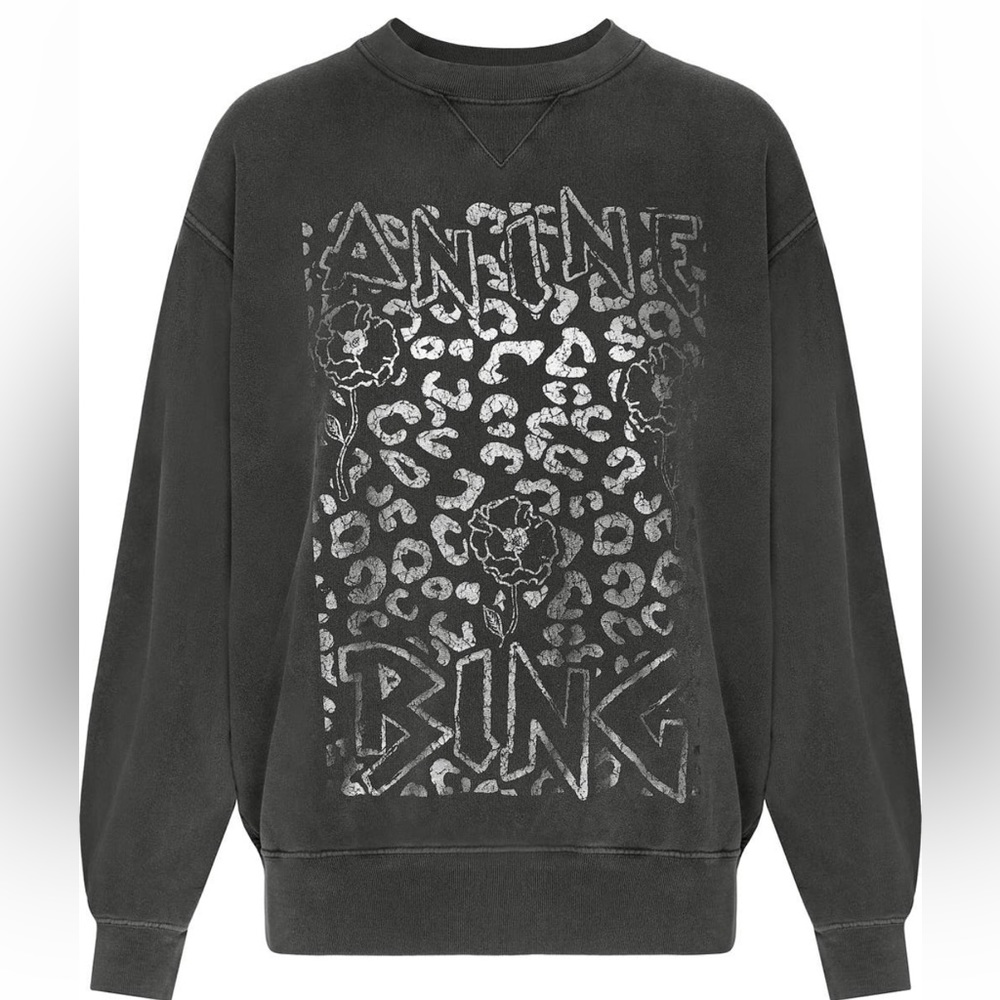 Anine Bing Ramona Leopard print sweatshirt in charcoal
